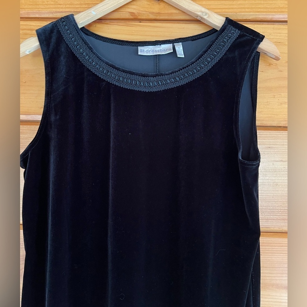 Elegant Dress barn Black Velvet Women’s Sleeveless Midi Dress W side Slits 10